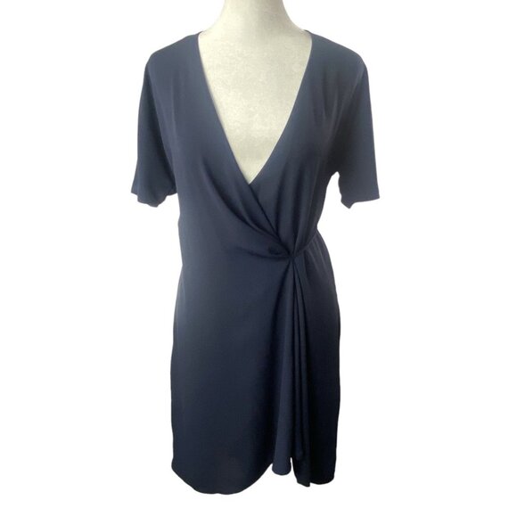 BABATON Aritzia Women Wrap Dress Above Knee Short Sleeves Sz XXS Blue 90-7 - Picture 2 of 10